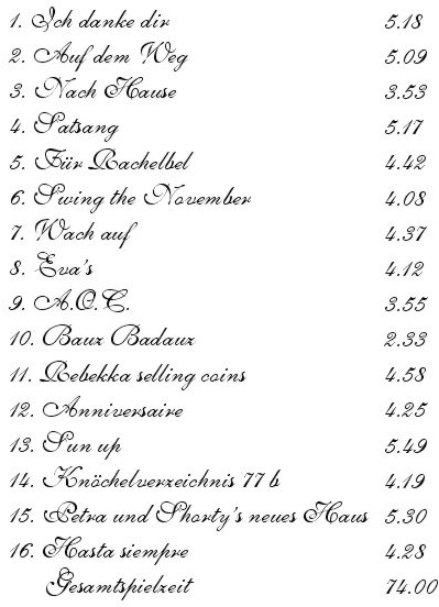 CD Auf dem Wege nach Hause Titelliste